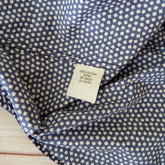 Bugatchi Short Sleeve Button Front Shirt Men's Size Medium Navy Blue Red White - Picture 14 of 15